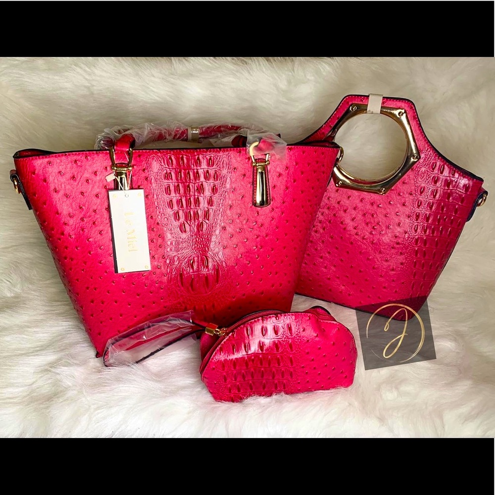 3-in-1 vegan leather handbag set